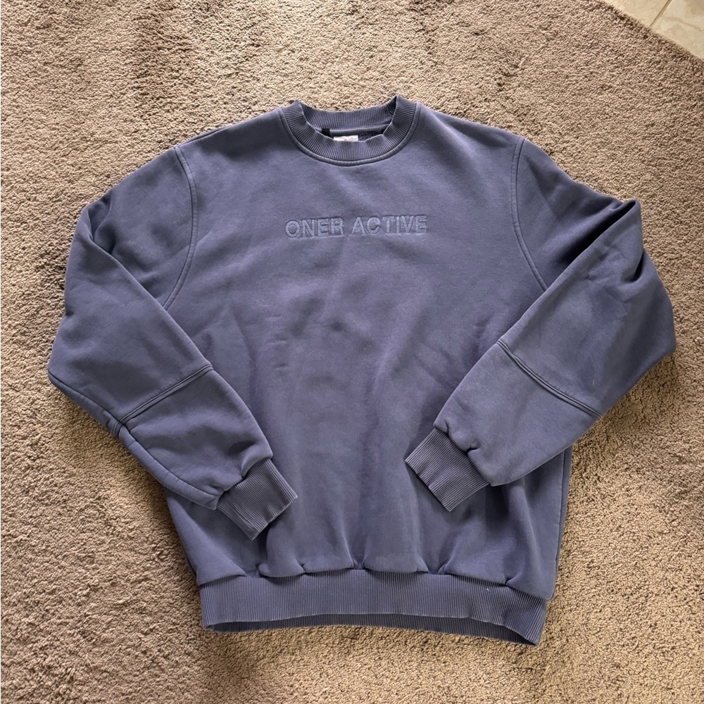 Oner Active Dusty Blue Embroidered Crewneck Sweatshirt